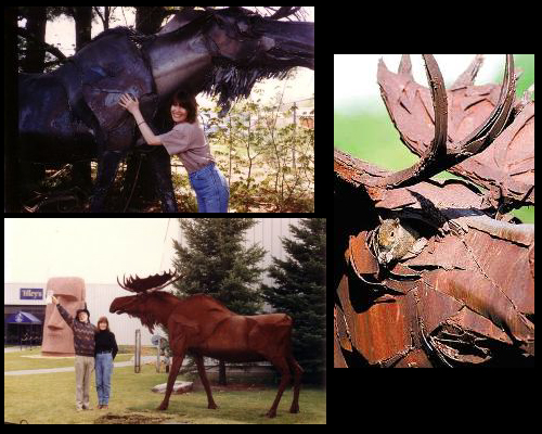 Northern Ontario Bull Moose: steel sculpture by Canadian sculptor Hilary Clark Cole.
